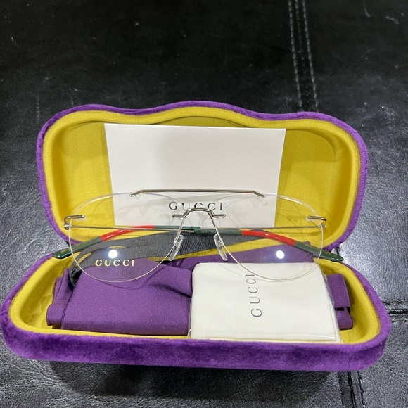 GUCCI 0398 Silver Rimless Optical Eyeglasses 58mm - Picture 5 of 6